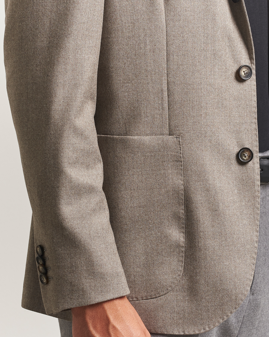 Herre | Dressjakker | Eton | Wool Flannel Patch Pocket Blazer Beige