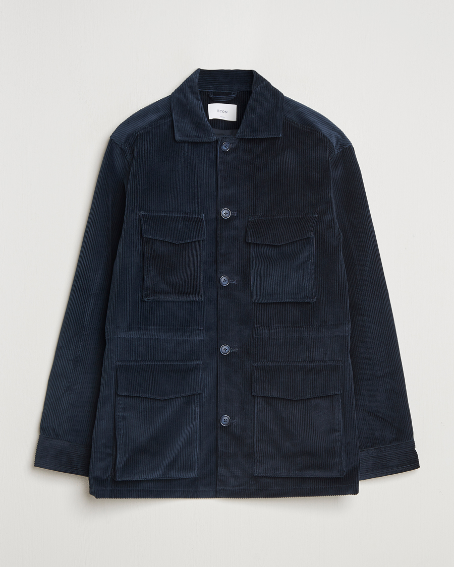 Herre | Jakker | Eton | Corduroy Field Jacket Navy