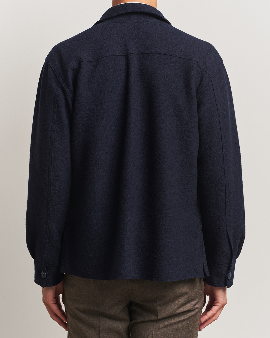Herre | Skjorter | Eton | Boiled Wool Overshirt Navy