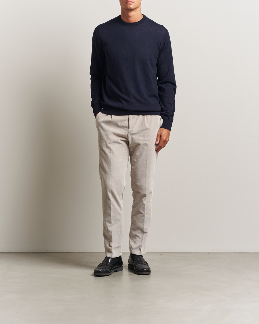 Herre | Gensere | Eton | Merino Knitted Crew Neck Navy