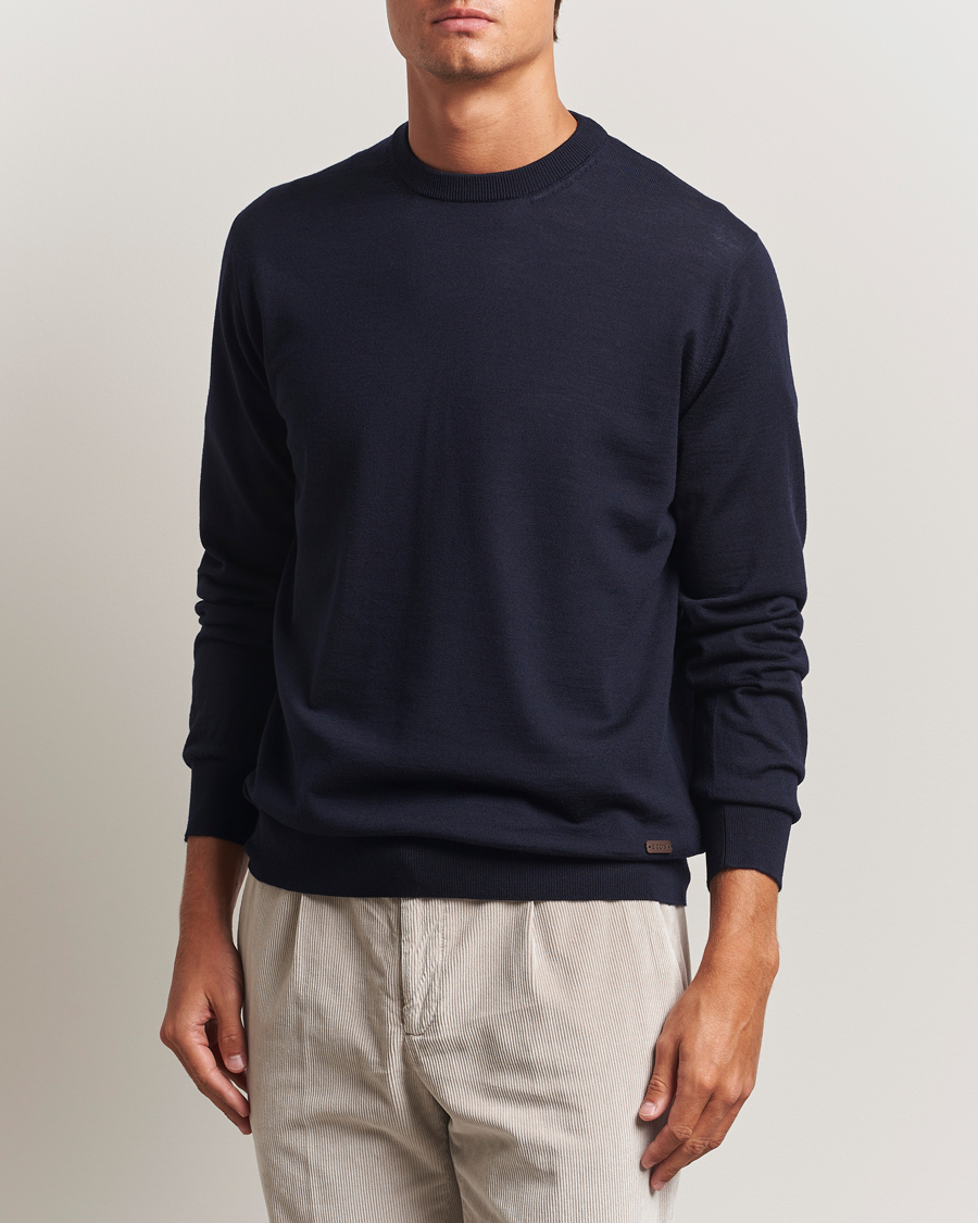 Herre | Gensere | Eton | Merino Knitted Crew Neck Navy
