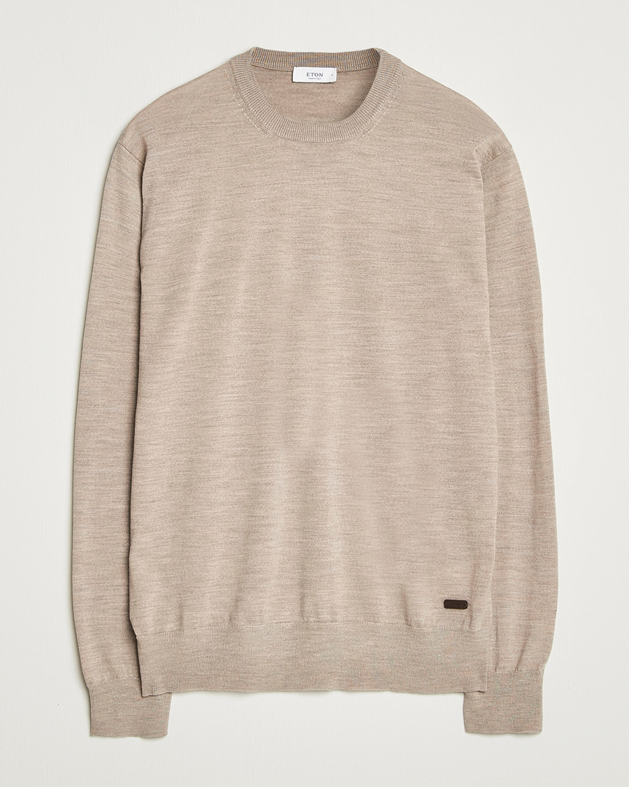 Herre | Gensere | Eton | Merino Knitted Crew Neck Beige