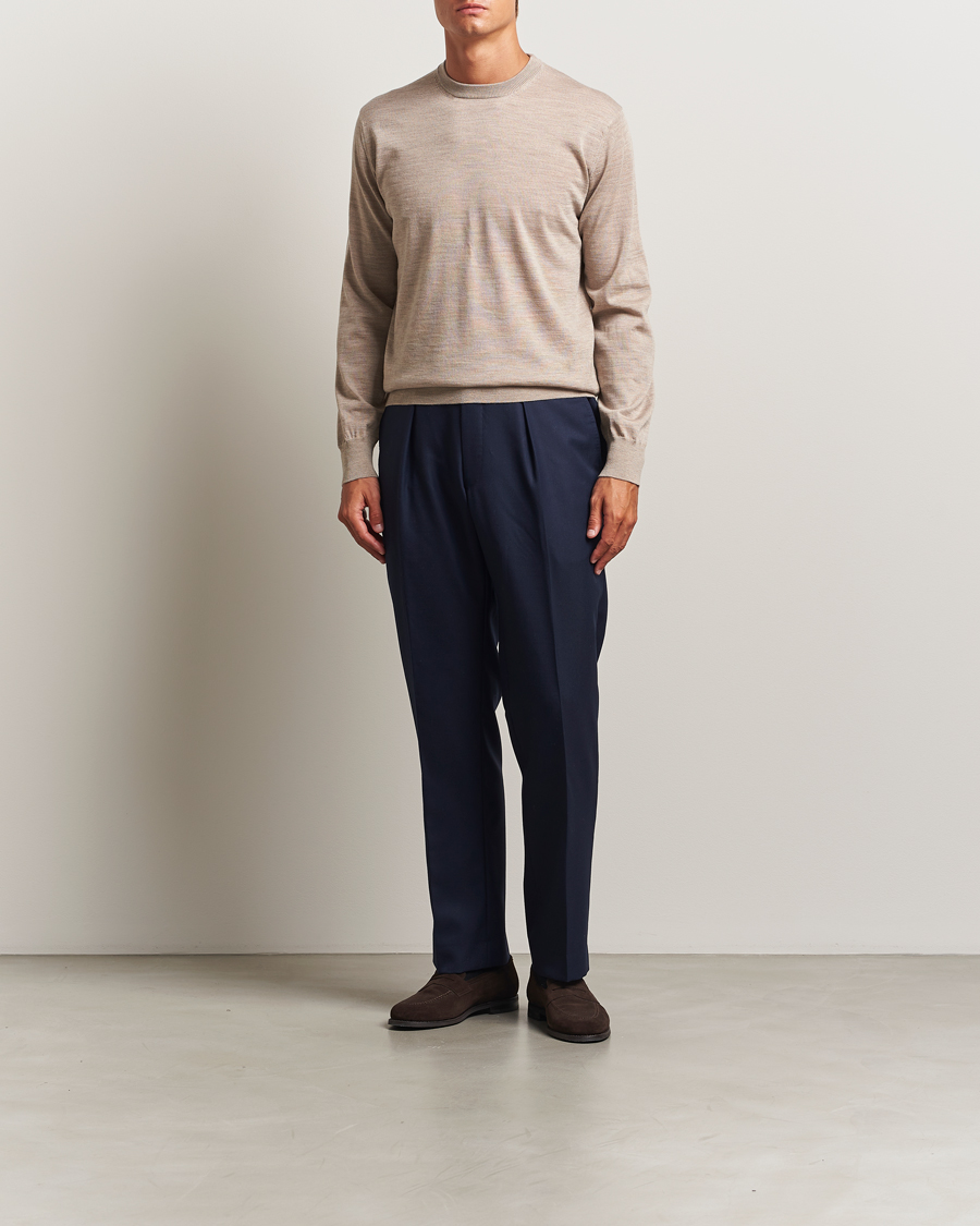 Herre | Gensere | Eton | Merino Knitted Crew Neck Beige