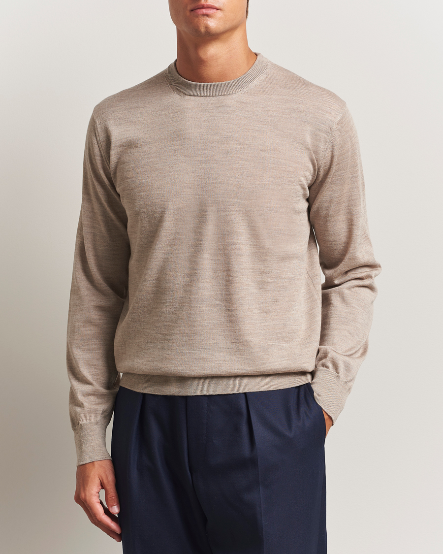 Herre | Gensere | Eton | Merino Knitted Crew Neck Beige