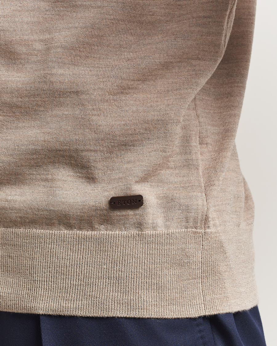 Herre | Gensere | Eton | Merino Knitted Crew Neck Beige
