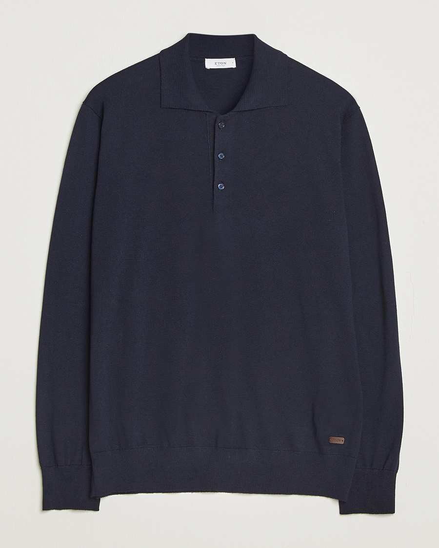 Herre | Gensere | Eton | Merino Knitted Polo Navy