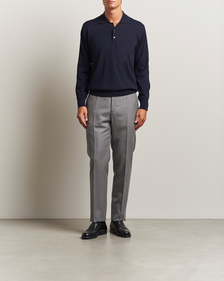 Herre | Gensere | Eton | Merino Knitted Polo Navy