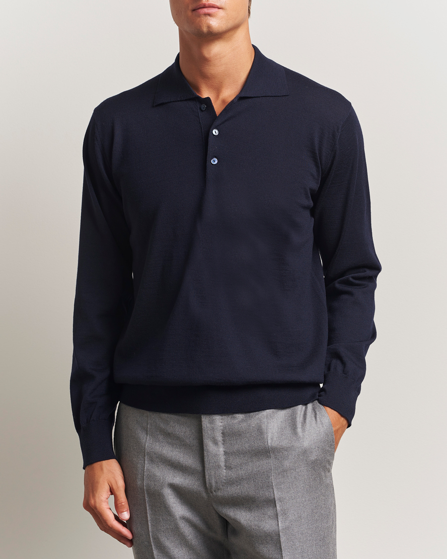 Herre | Gensere | Eton | Merino Knitted Polo Navy
