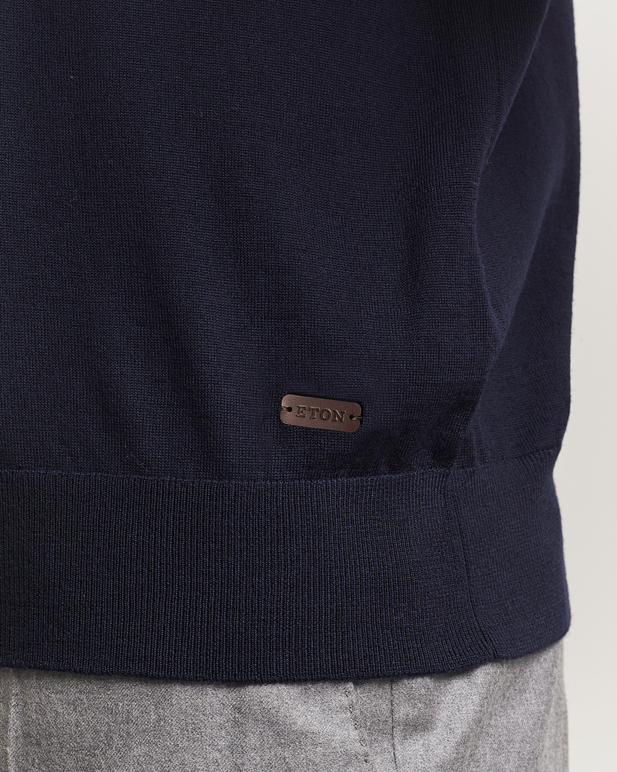 Herre | Gensere | Eton | Merino Knitted Polo Navy