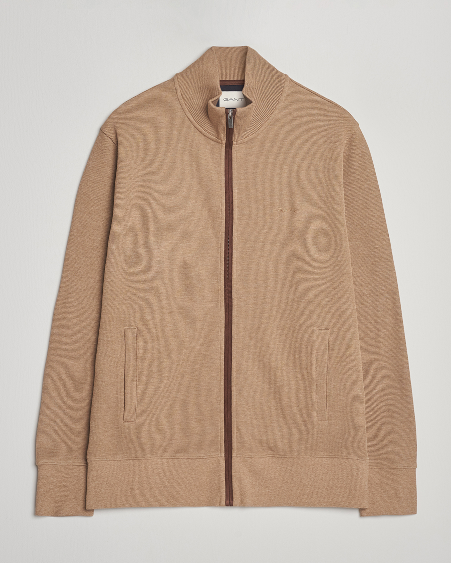 Herre | Gensere | Gant | Sacker Rib Full Zip Khaki Melange