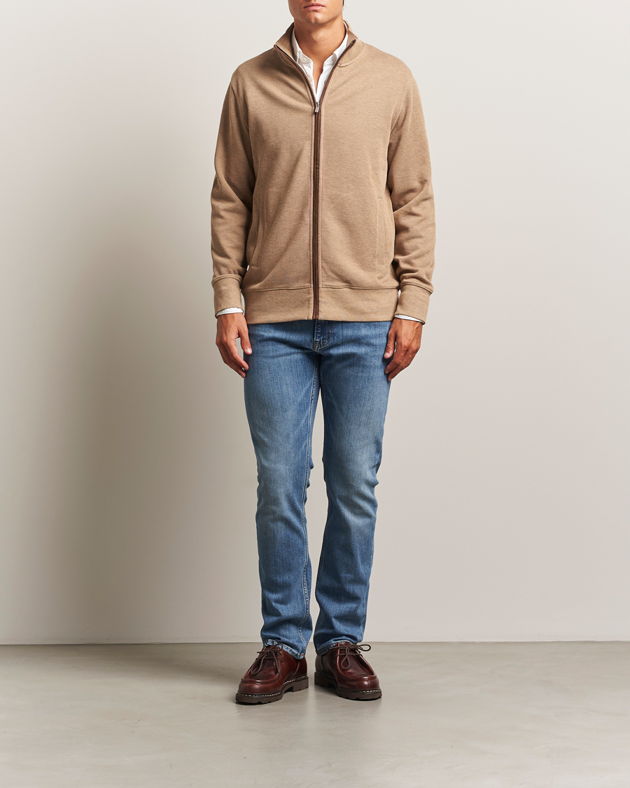 Herre | Gensere | Gant | Sacker Rib Full Zip Khaki Melange