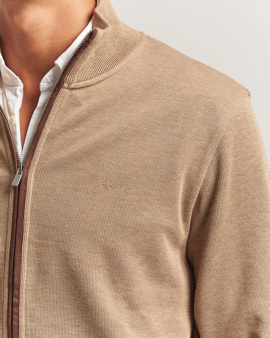 Herre | Gensere | Gant | Sacker Rib Full Zip Khaki Melange