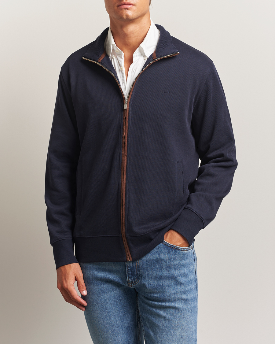 Herre | Gensere | GANT | Sacker Rib Full Zip Evening Blue