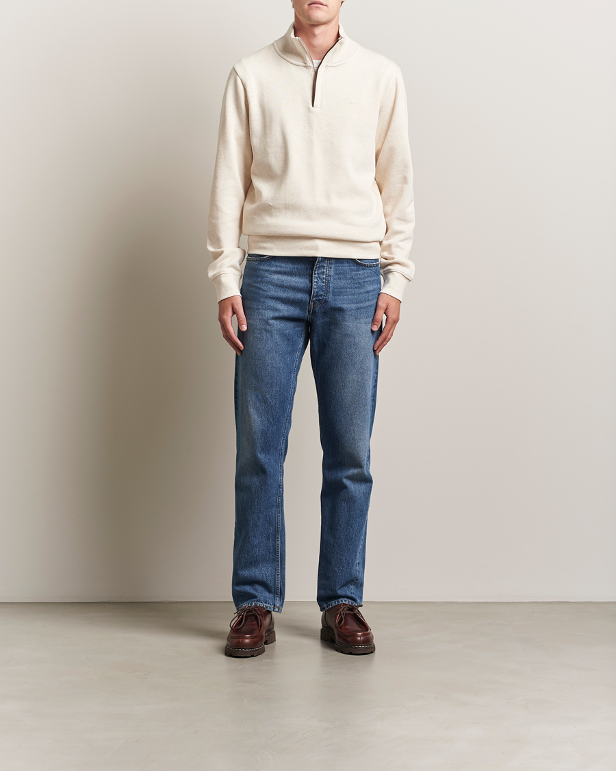 Herre | Gensere | GANT | Sacker Rib Half Zip Cream