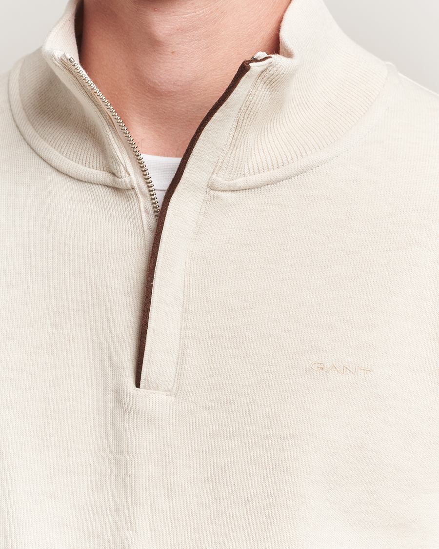 Herre | Gensere | GANT | Sacker Rib Half Zip Cream