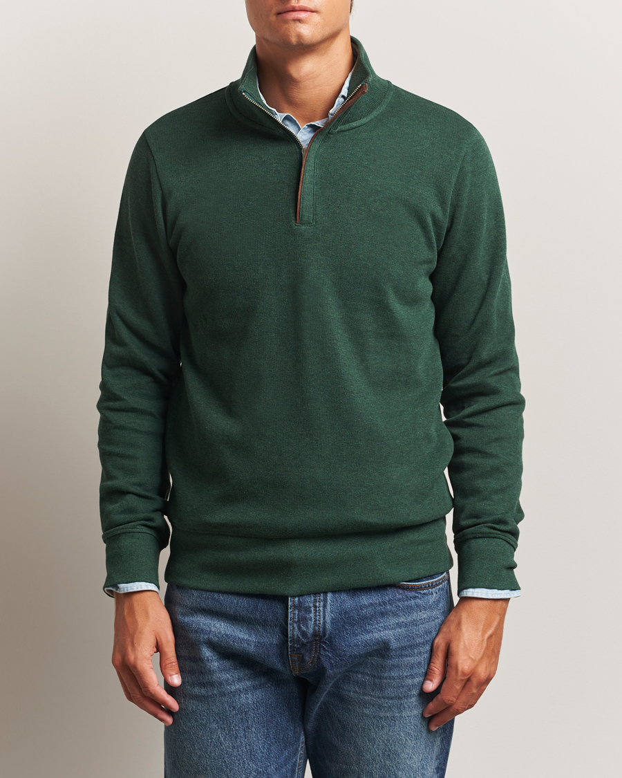 Herre | Gensere | GANT | Sacker Rib Half Zip Tartan Green