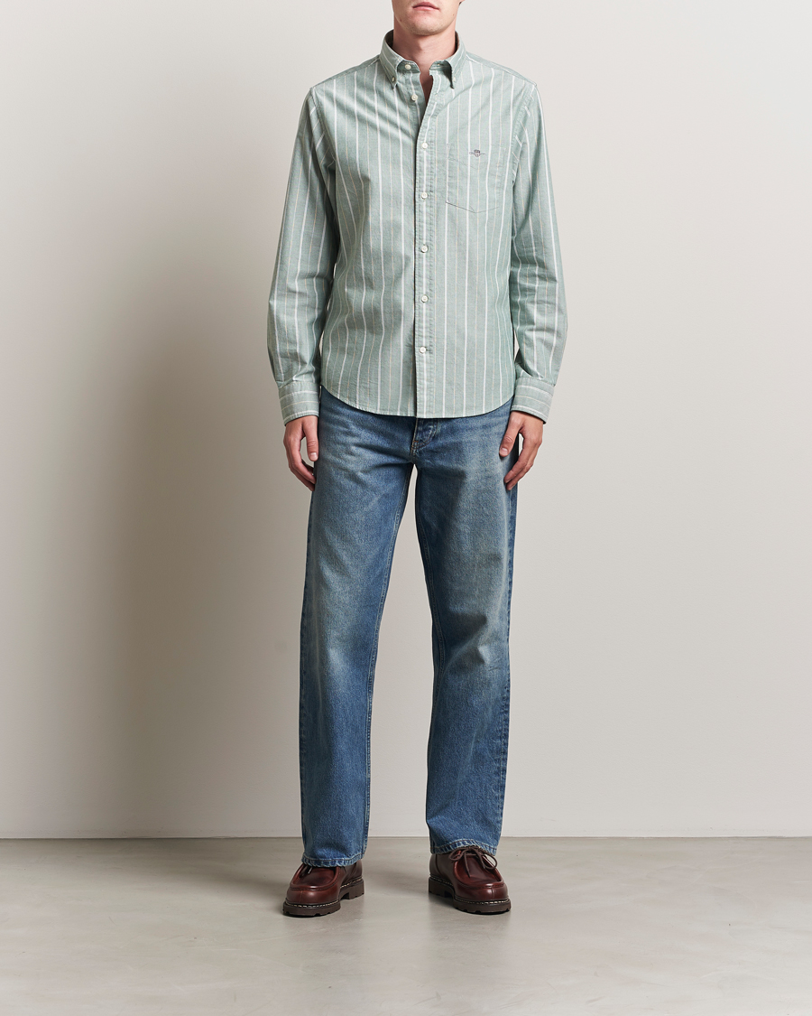 Herre | Skjorter | GANT | Regular Fit Classic Striped Oxford Shirt Forest Green