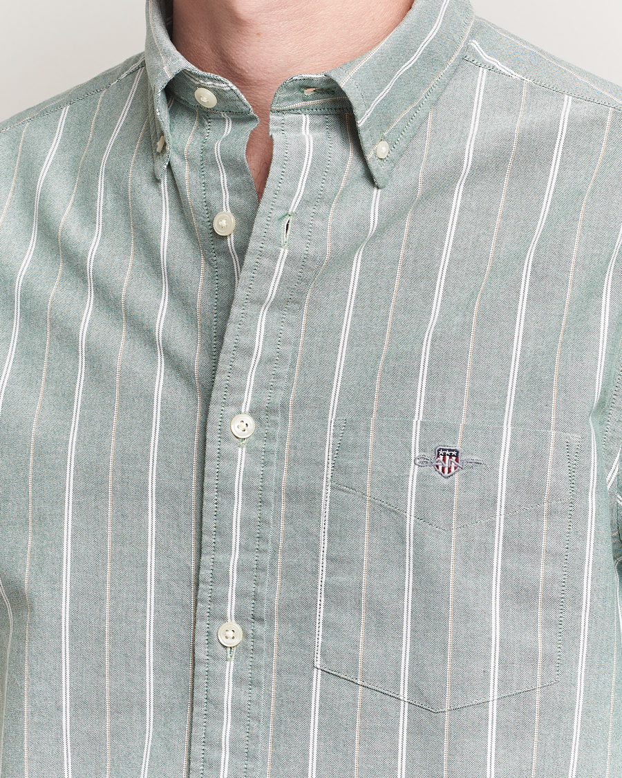 Herre | Skjorter | GANT | Regular Fit Classic Striped Oxford Shirt Forest Green