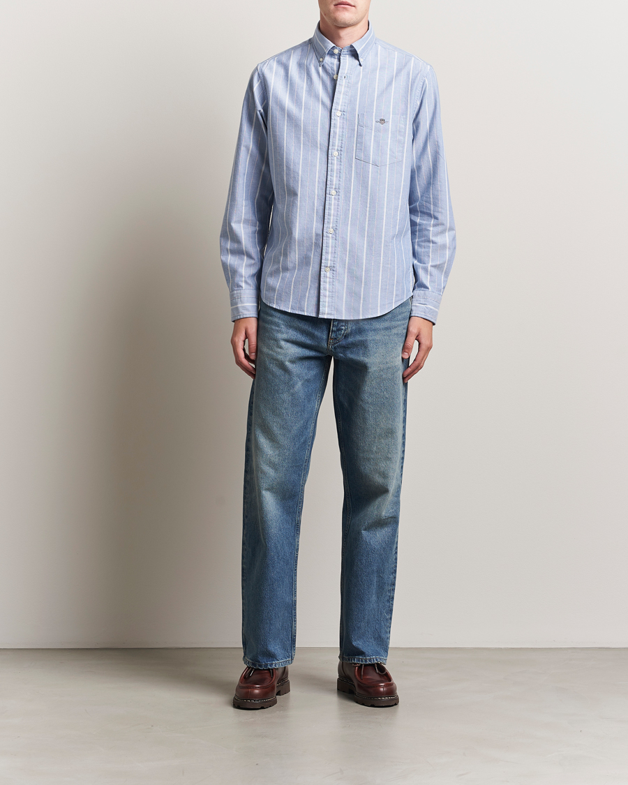 Herre | Skjorter | GANT | Regular Fit Classic Striped Oxford Shirt Rich Blue