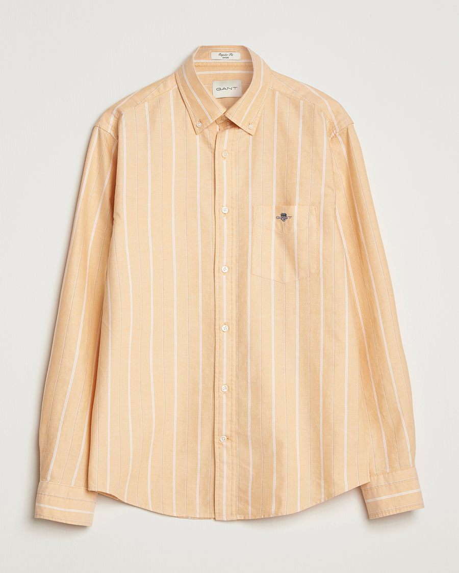 Herre | Skjorter | GANT | Regular Fit Classic Striped Oxford Shirt Yellow Lichen