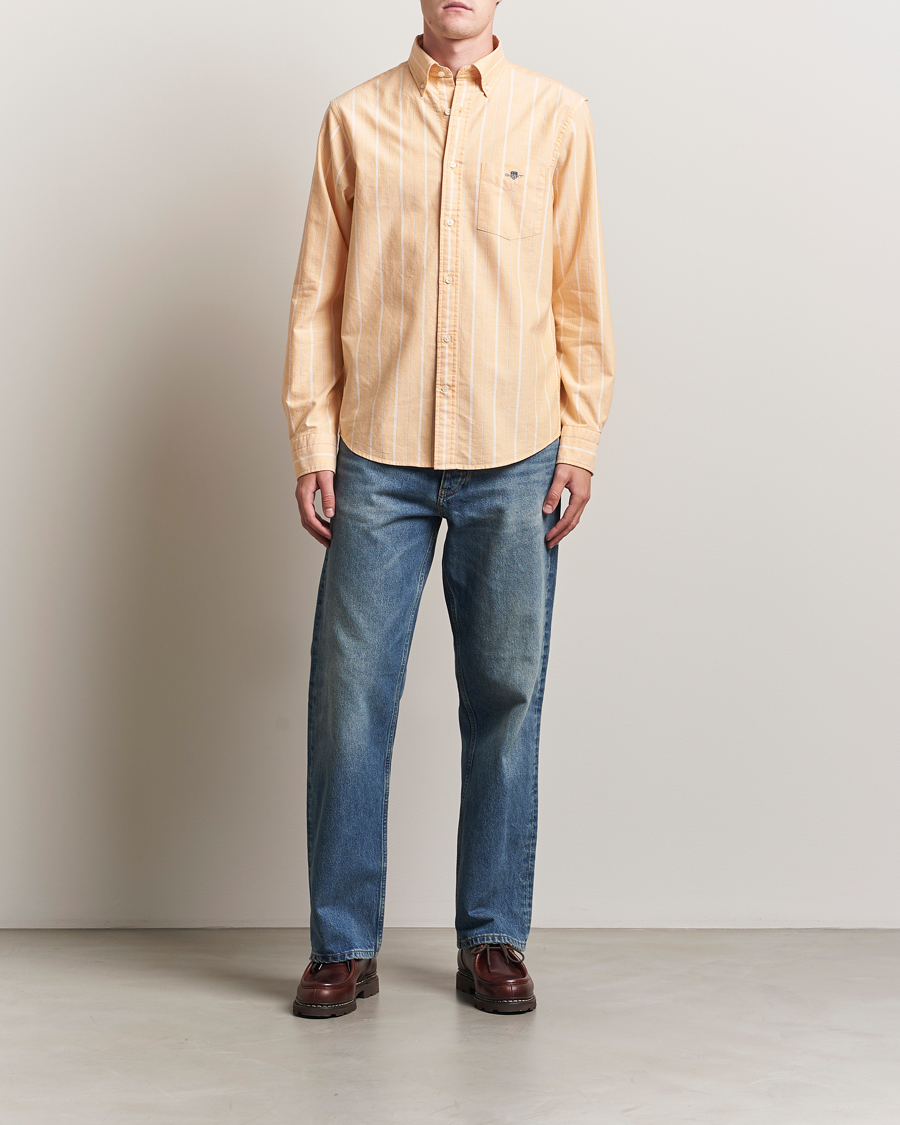 Herre | Skjorter | GANT | Regular Fit Classic Striped Oxford Shirt Yellow Lichen