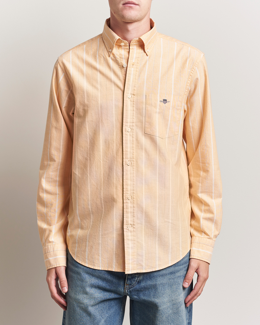 Herre | Skjorter | GANT | Regular Fit Classic Striped Oxford Shirt Yellow Lichen