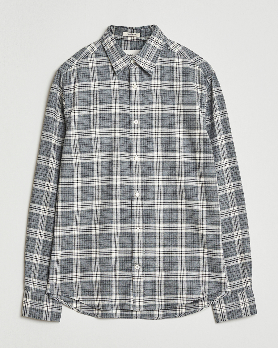 Herre | Skjorter | GANT | Regular Fit Checked Flannel Shirt Dark Grey Melange