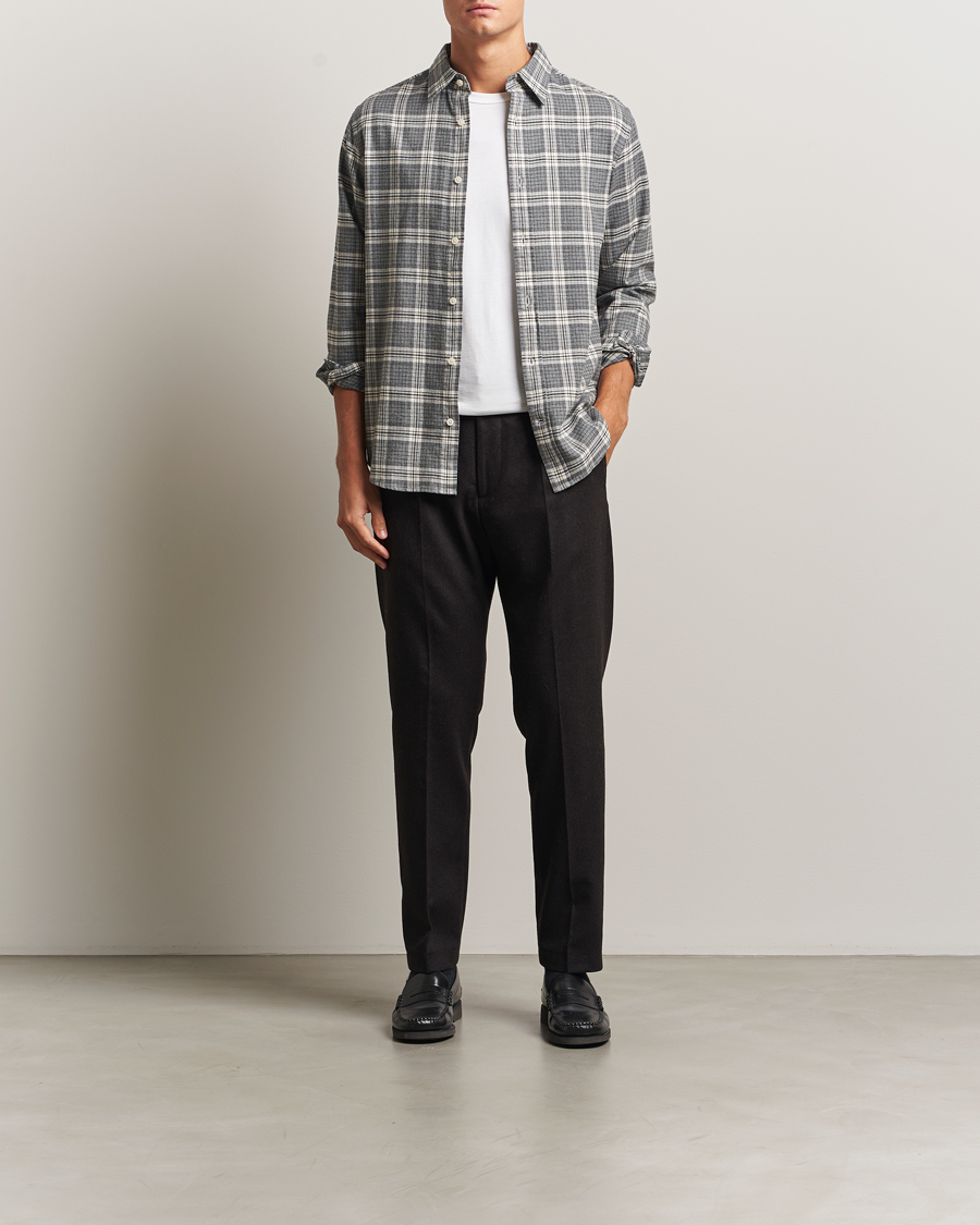 Herre | Skjorter | GANT | Regular Fit Checked Flannel Shirt Dark Grey Melange