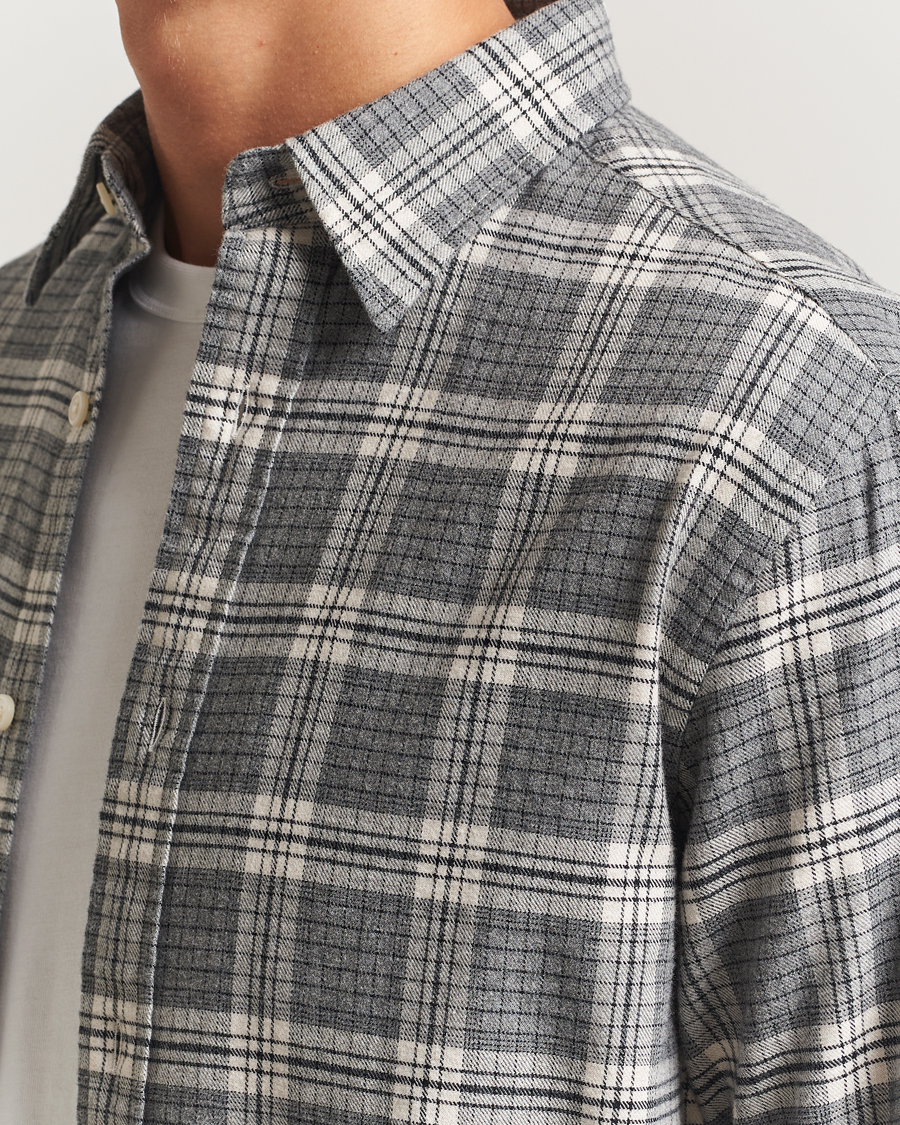Herre | Skjorter | GANT | Regular Fit Checked Flannel Shirt Dark Grey Melange