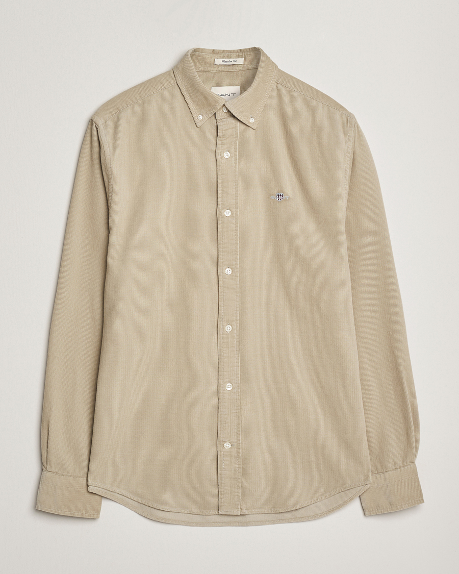 Herre | Skjorter | GANT | Regular Fit Corduroy Shirt Greige