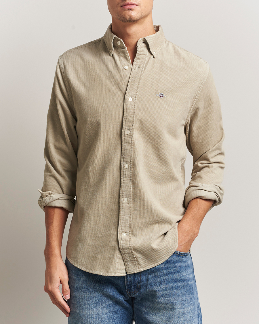 Herre | Skjorter | GANT | Regular Fit Corduroy Shirt Greige