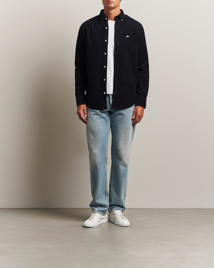 Herre | Skjorter | GANT | Regular Fit Corduroy Shirt Black