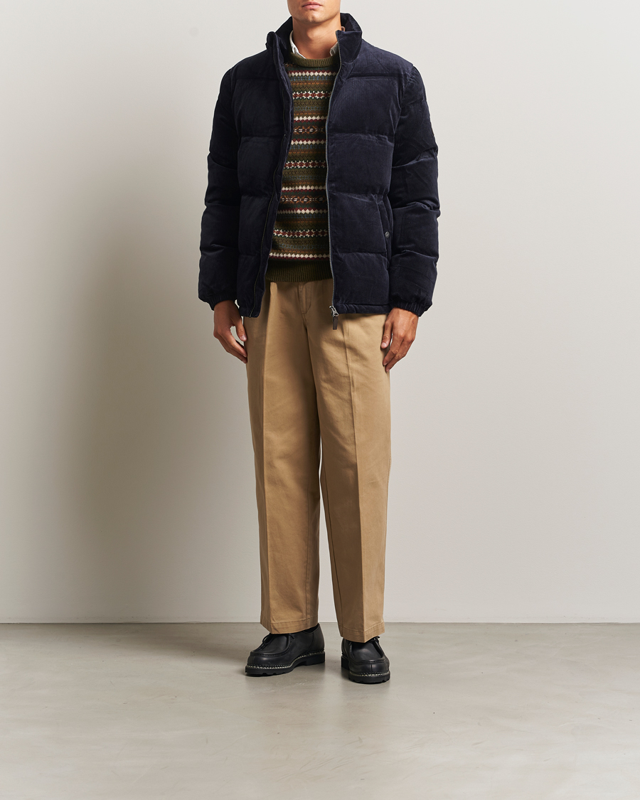 Herre | Jakker | GANT | Corduroy Down Puffer Jacker Evening Blue