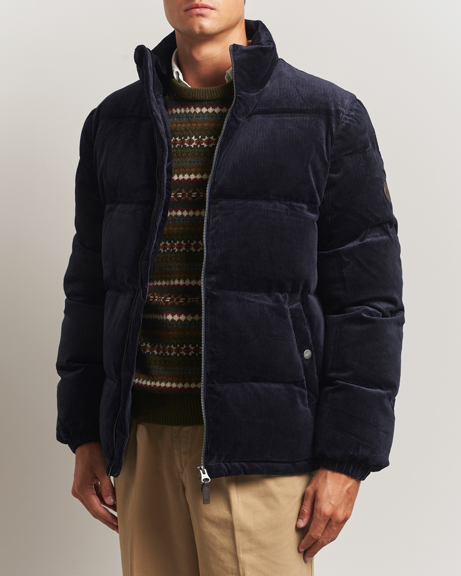 Herre | Jakker | GANT | Corduroy Down Puffer Jacker Evening Blue