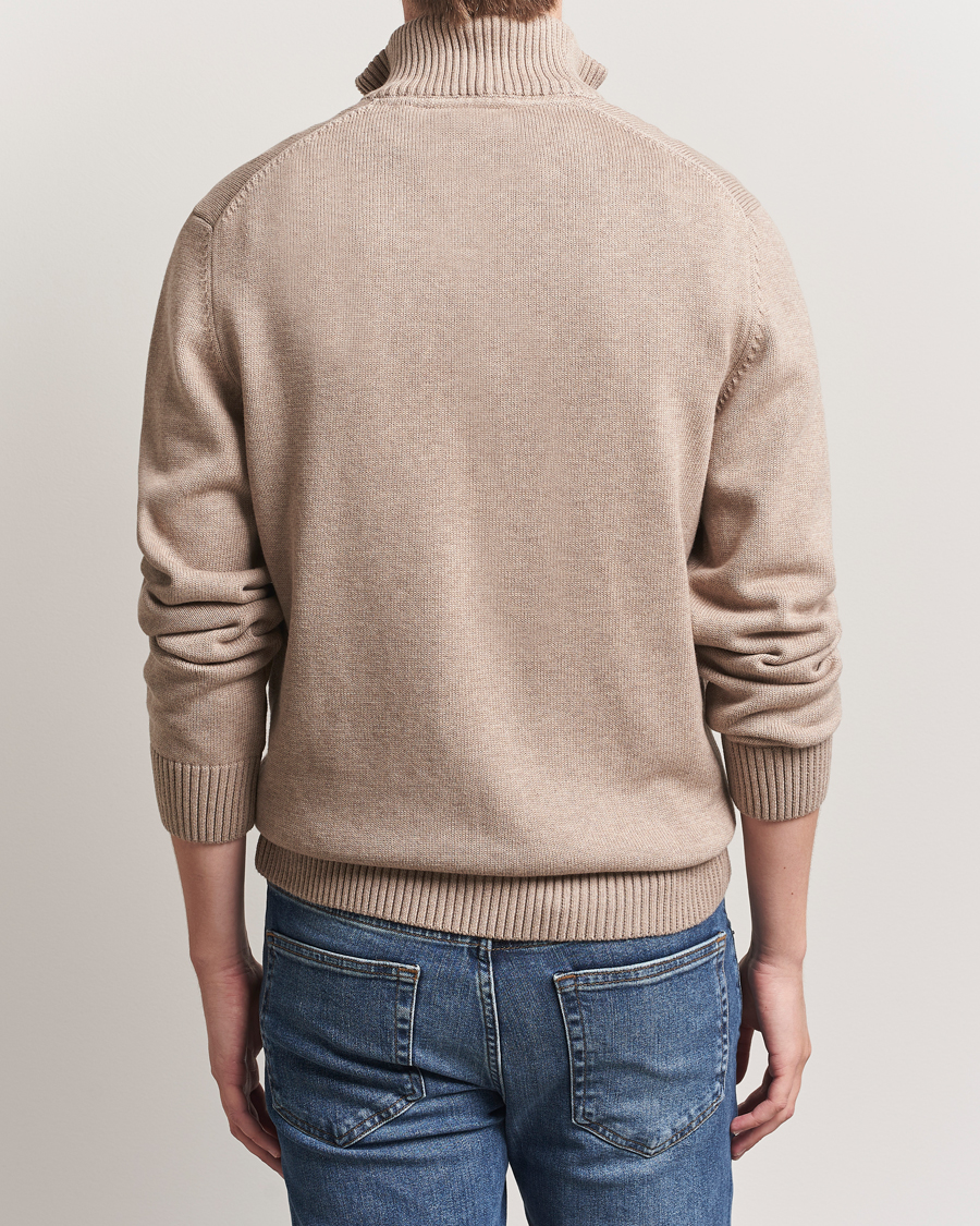 Herre | Gensere | GANT | Casual Cotton Half Zip Dark Sand Melange