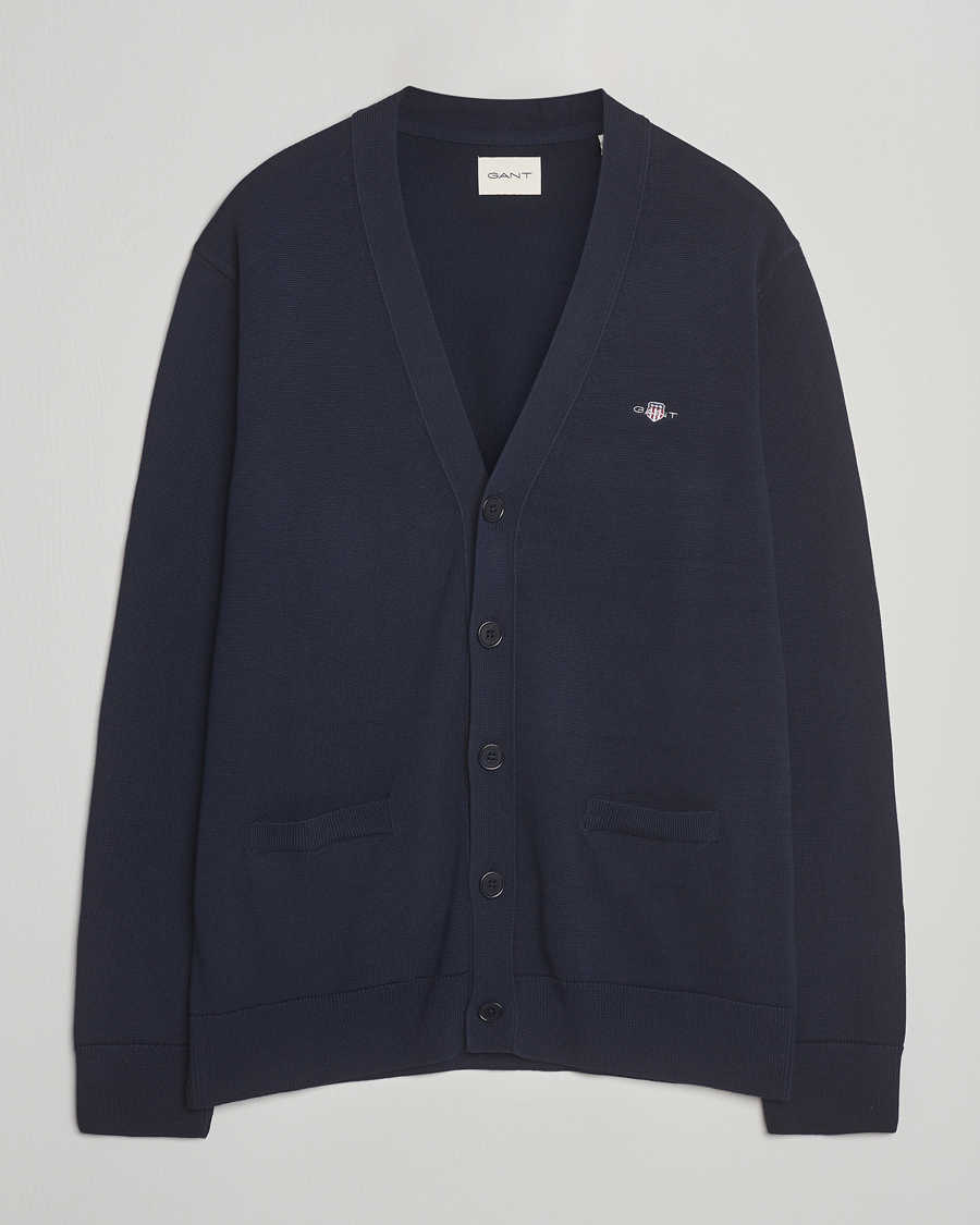 Herre | Gensere | Gant | Casual Cotton Cardigan Evening Blue