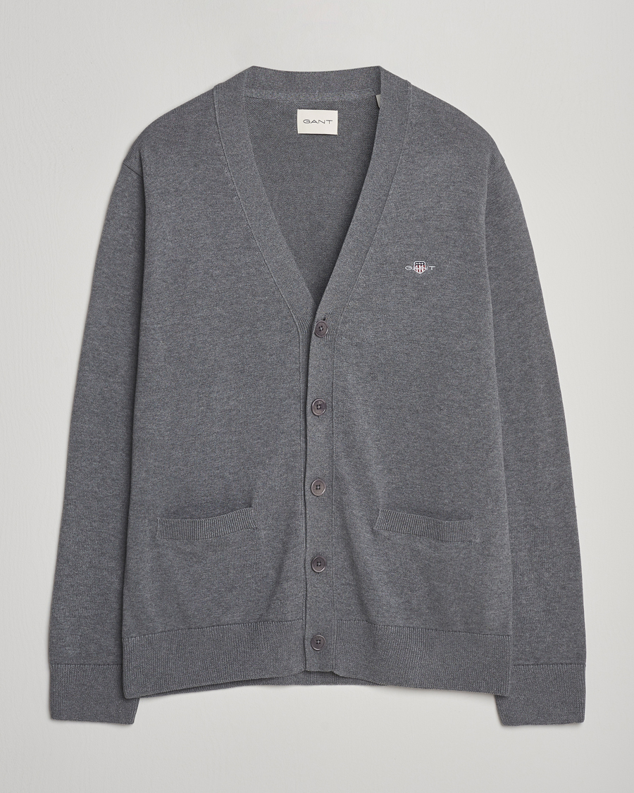 Herre | Gensere | Gant | Casual Cotton Cardigan Dark Grey Melange