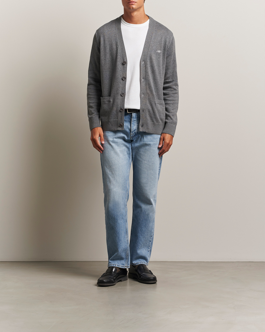 Herre | Gensere | Gant | Casual Cotton Cardigan Dark Grey Melange