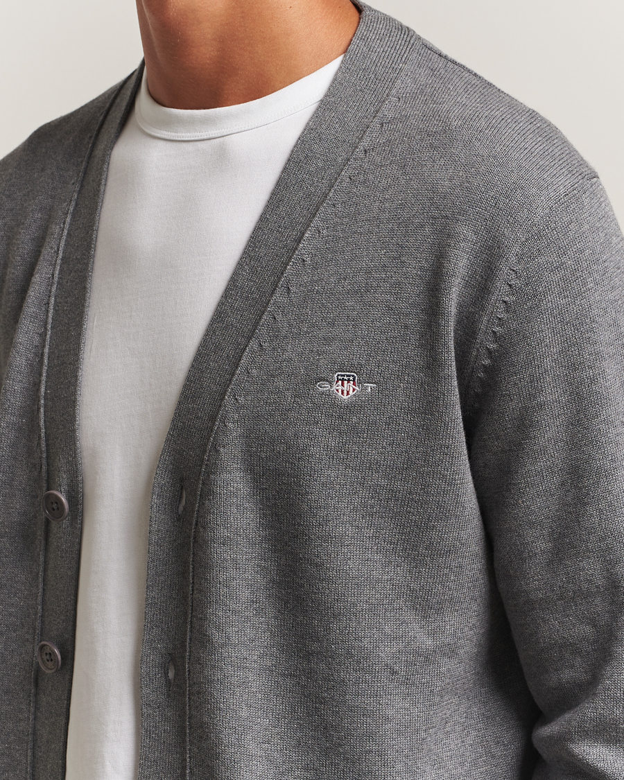 Herre | Gensere | Gant | Casual Cotton Cardigan Dark Grey Melange