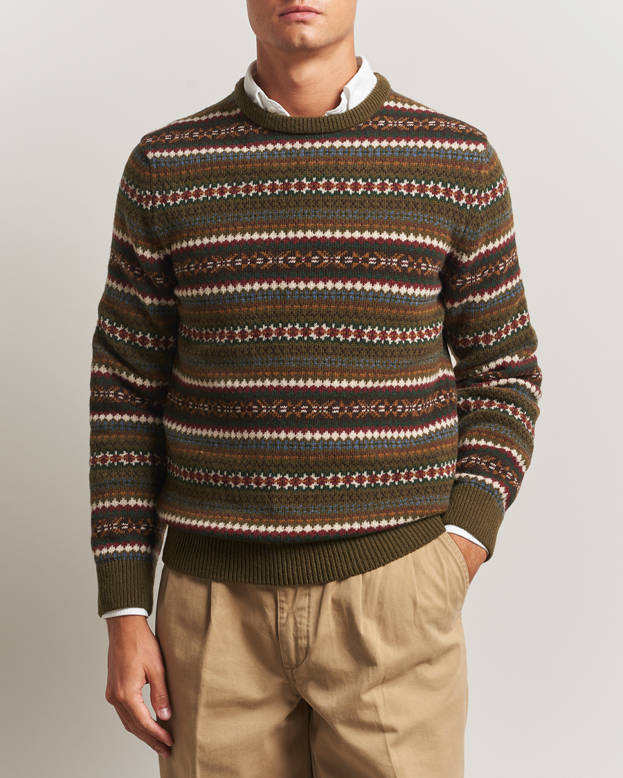 Herre | Gensere | GANT | Fair Isle Knitted Crew Neck Sweater Country Green