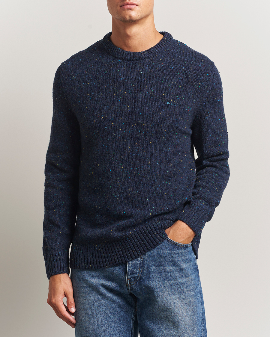 Herre | Gensere | GANT | Neps Wool Crew Neck Evening Blue