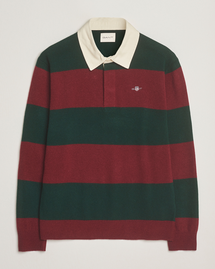 Herre | Gensere | GANT | Extra Fine Lambswool Striped Knitted Rugger Tartan Green