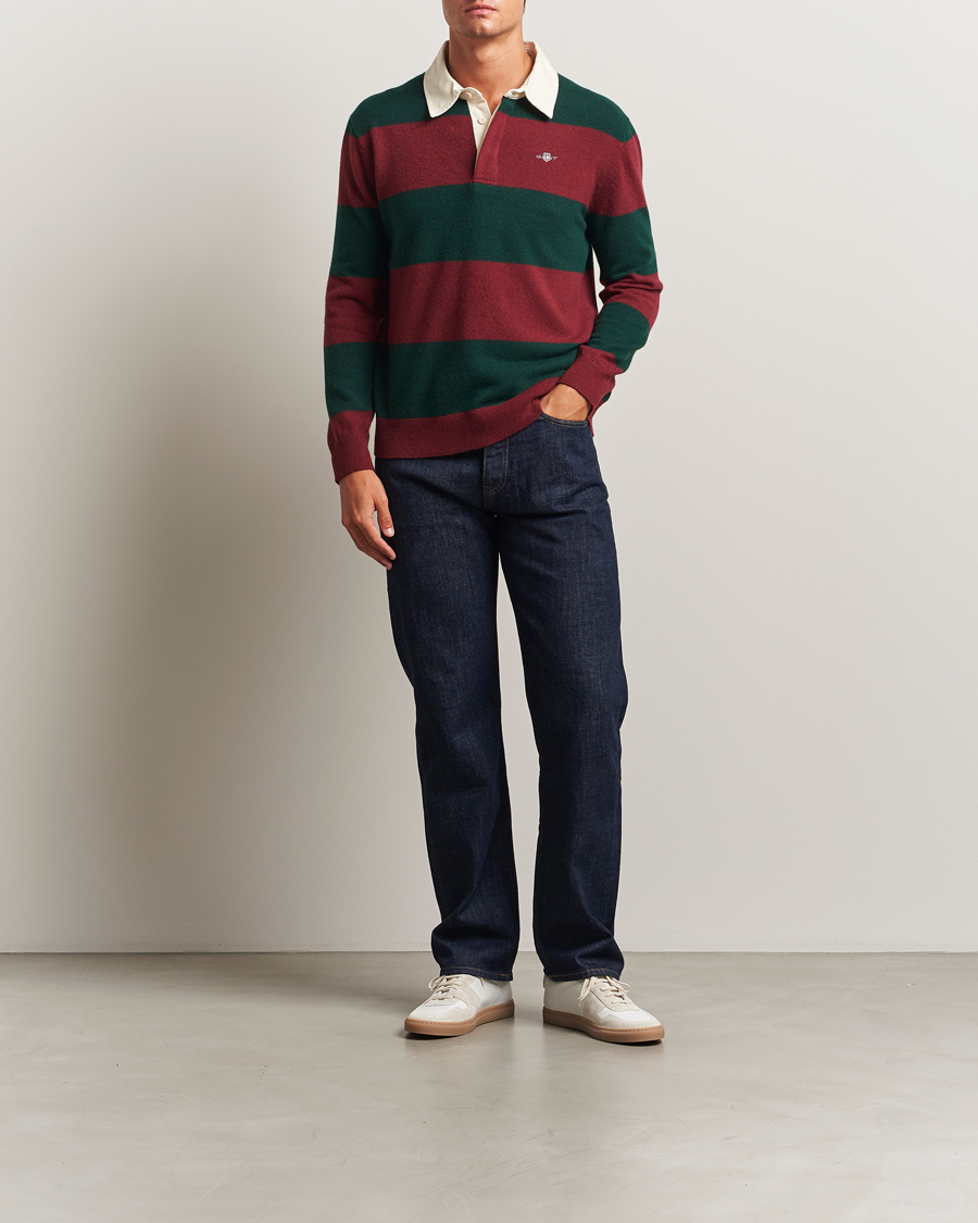 Herre | Gensere | GANT | Extra Fine Lambswool Striped Knitted Rugger Tartan Green