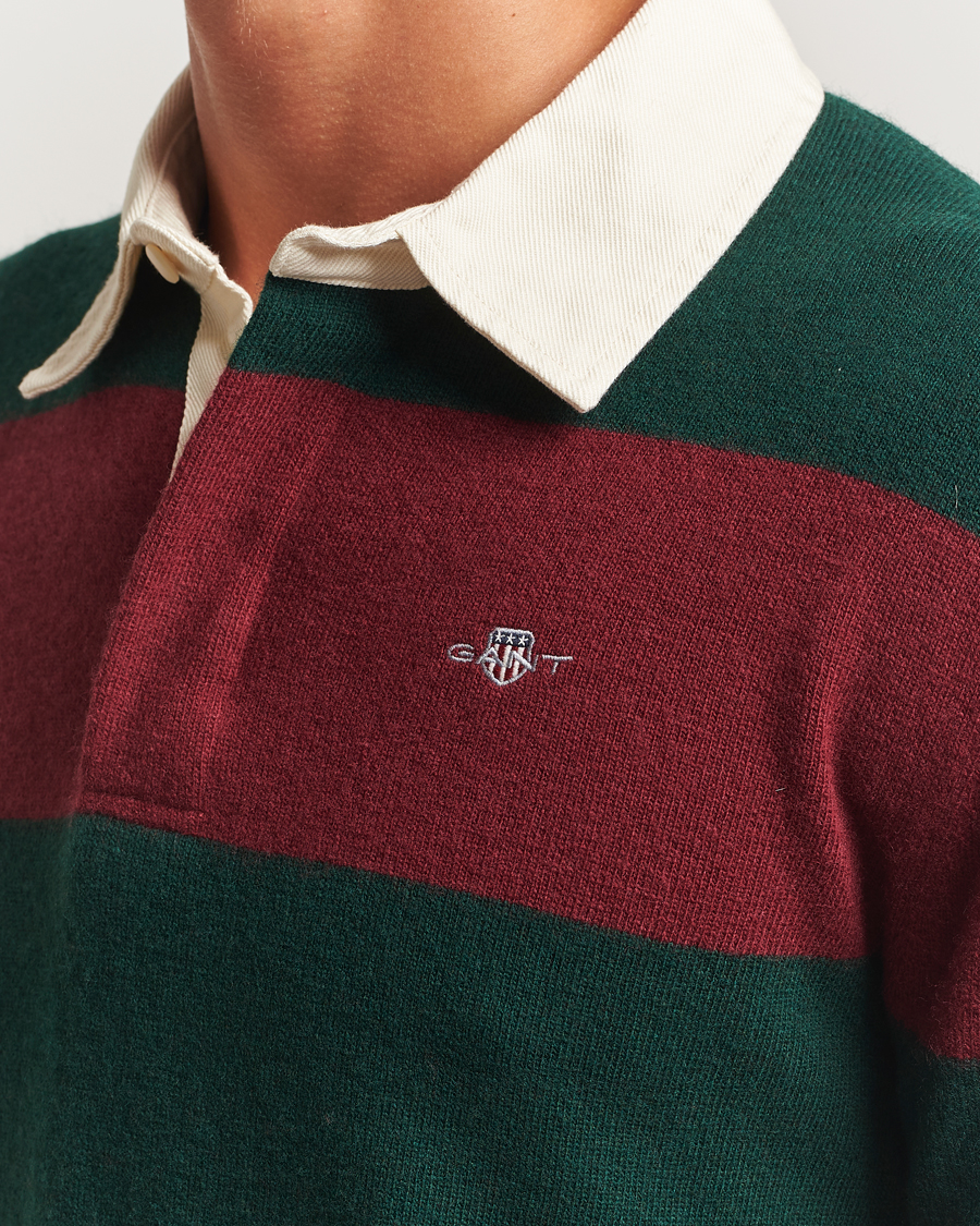Herre | Gensere | GANT | Extra Fine Lambswool Striped Knitted Rugger Tartan Green