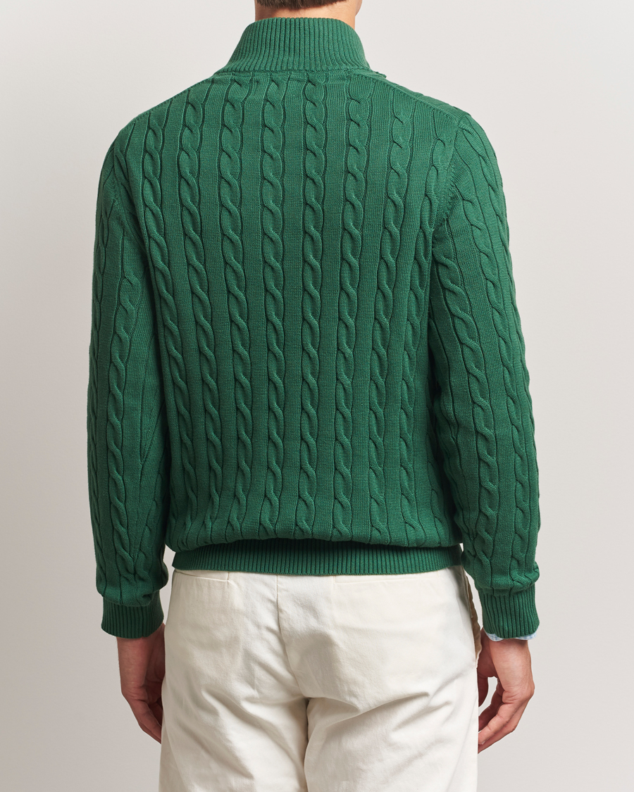 Herre | Gensere | GANT | Cotton Cable Half Zip Forest Green