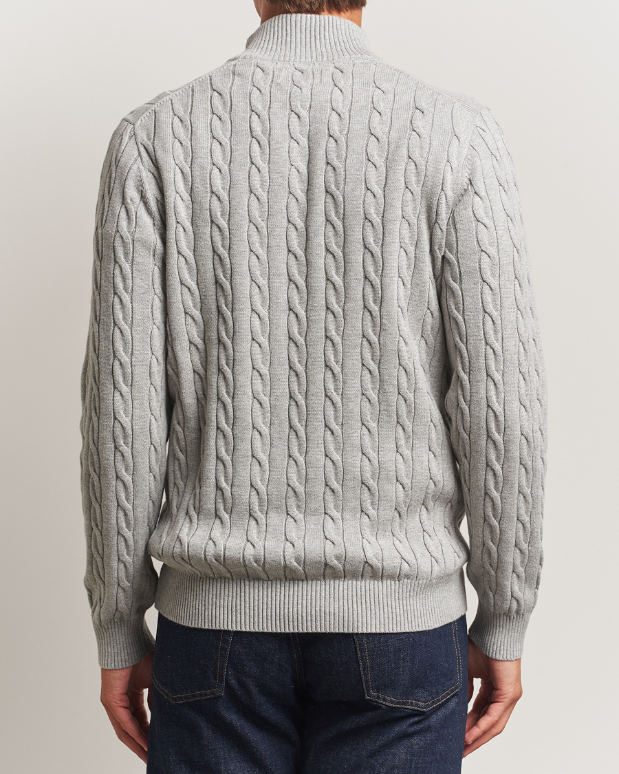 Herre | Gensere | GANT | Cotton Cable Half Zip Grey Melange