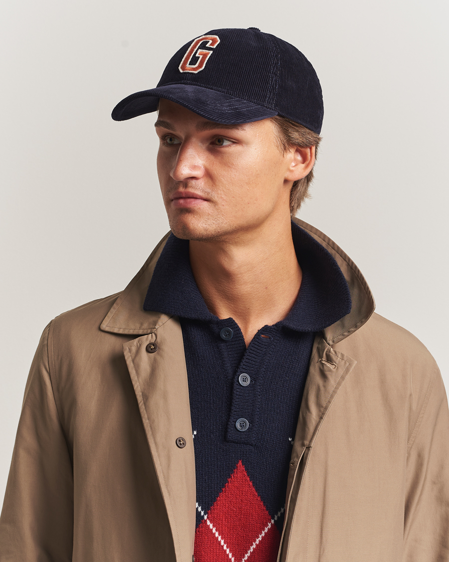 Herre | Hatter og capser | GANT | G Badge Corduroy Cap Evening Blue