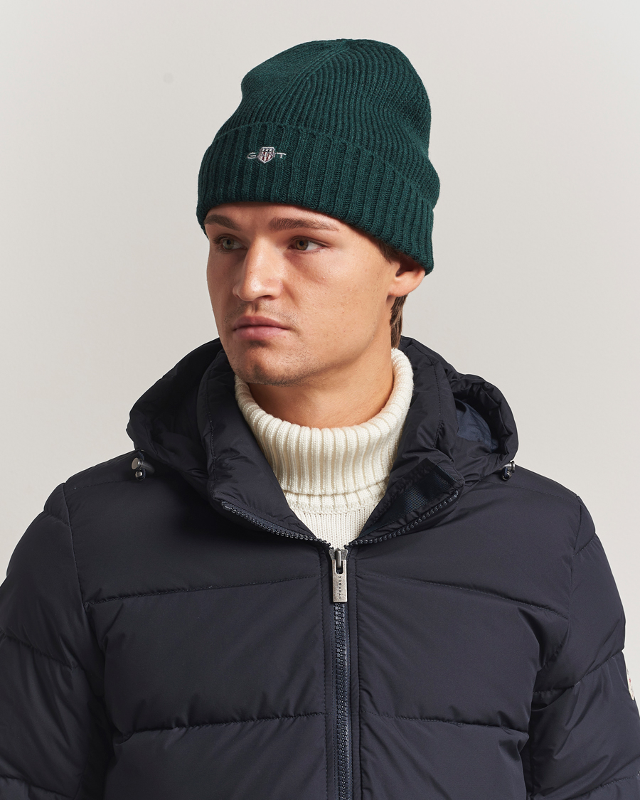 Herre | Luer | GANT | Wool Lined Beanie Tartan Green