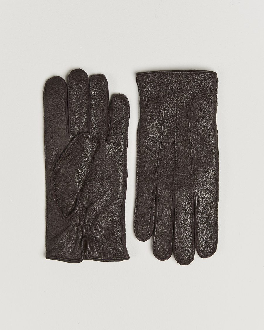 Herre | Hansker | GANT | Cashmere Lined Leather Glove Deep Brown