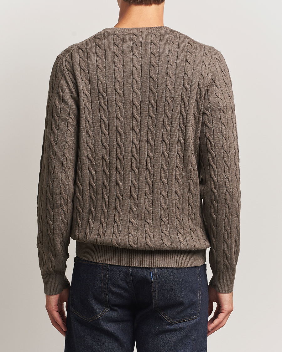 Herre | Gensere | GANT | Cotton Cable Crew Neck Pullover Seawood Melange